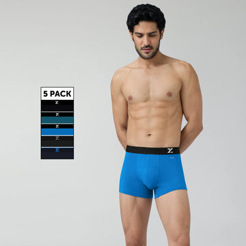 Aero Traq Cotton Trunks Black Blue Green (Pack of 5)