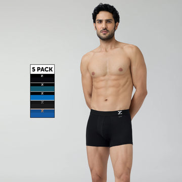 Aero Traq Cotton Trunks Black Blue Green (Pack of 5)