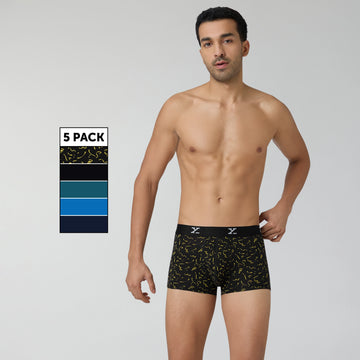 Aero Rave Cotton Trunks Black Blue Green (Pack of 5)