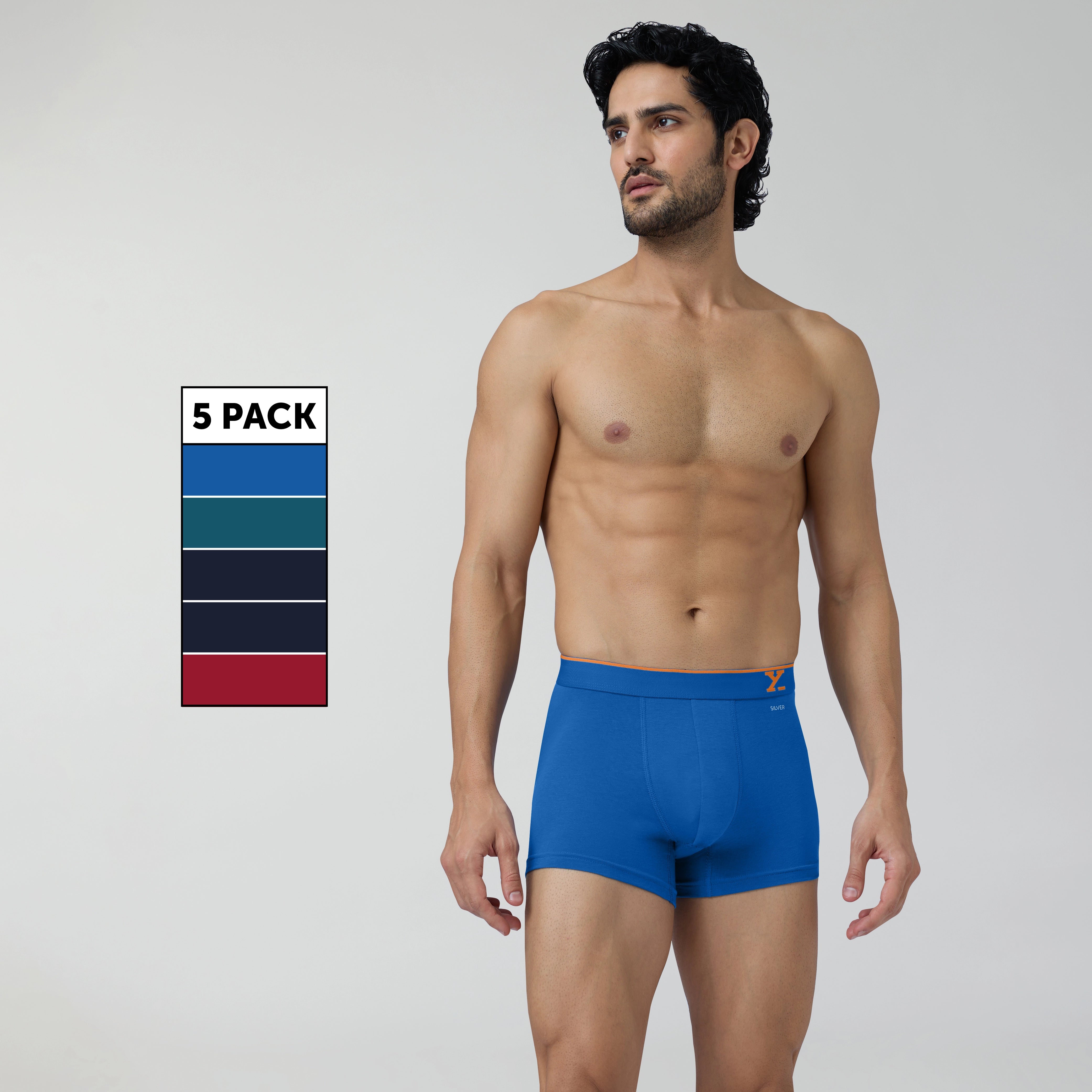 Aero Traq Cotton Trunks Blue Green Red (Pack of 5)