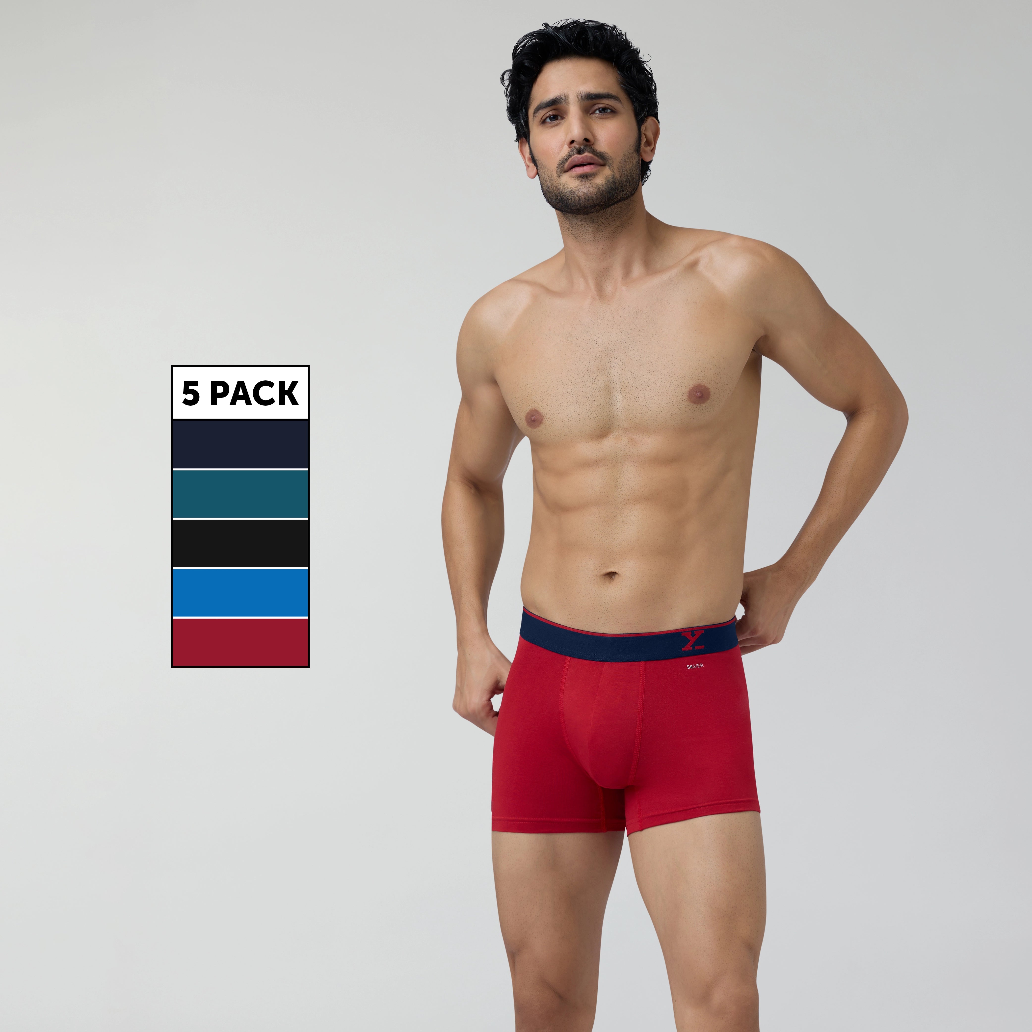 Aero Traq Cotton Trunks Blue Red (Pack of 5)