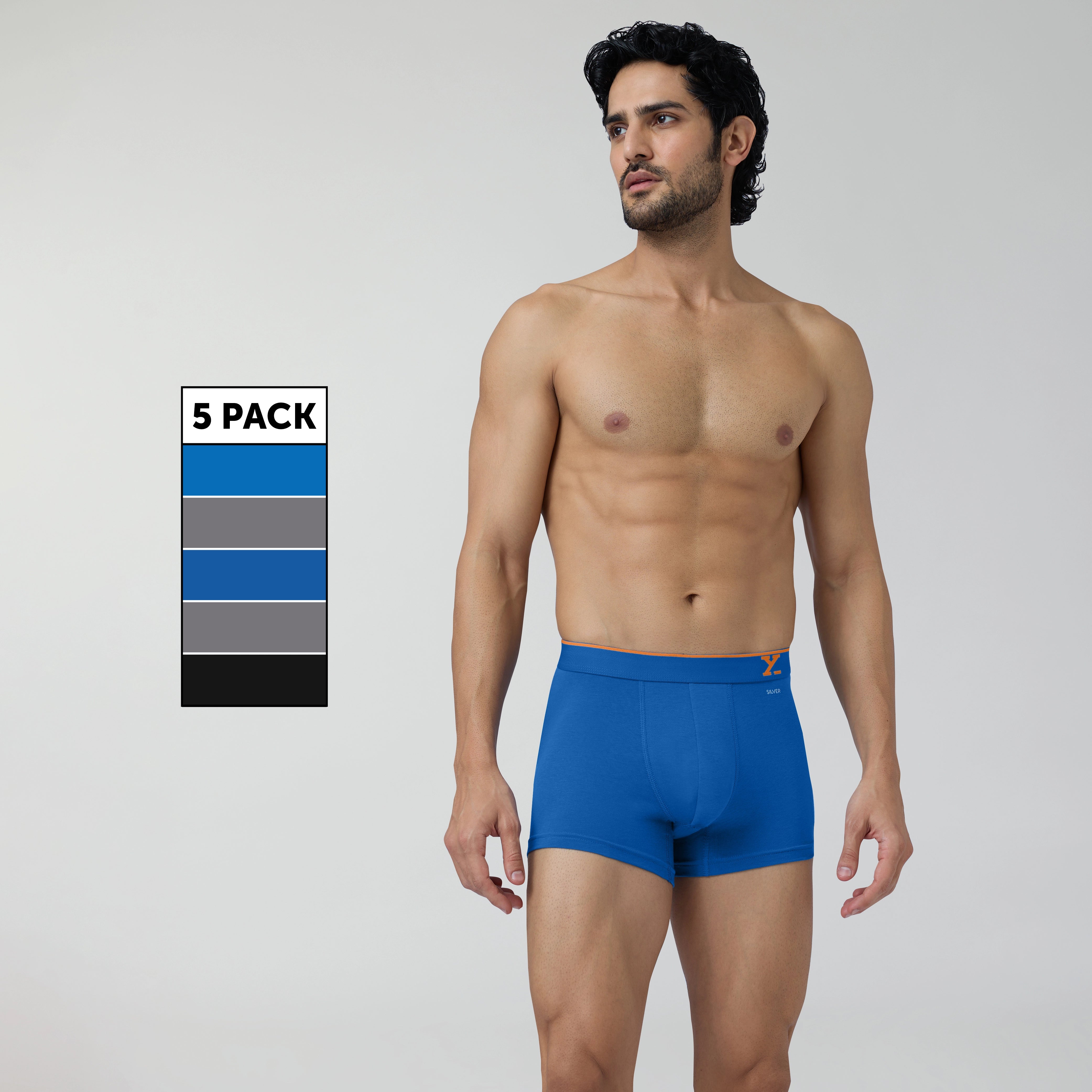 Aero Traq Cotton Trunks Black Grey Blue (Pack of 5)