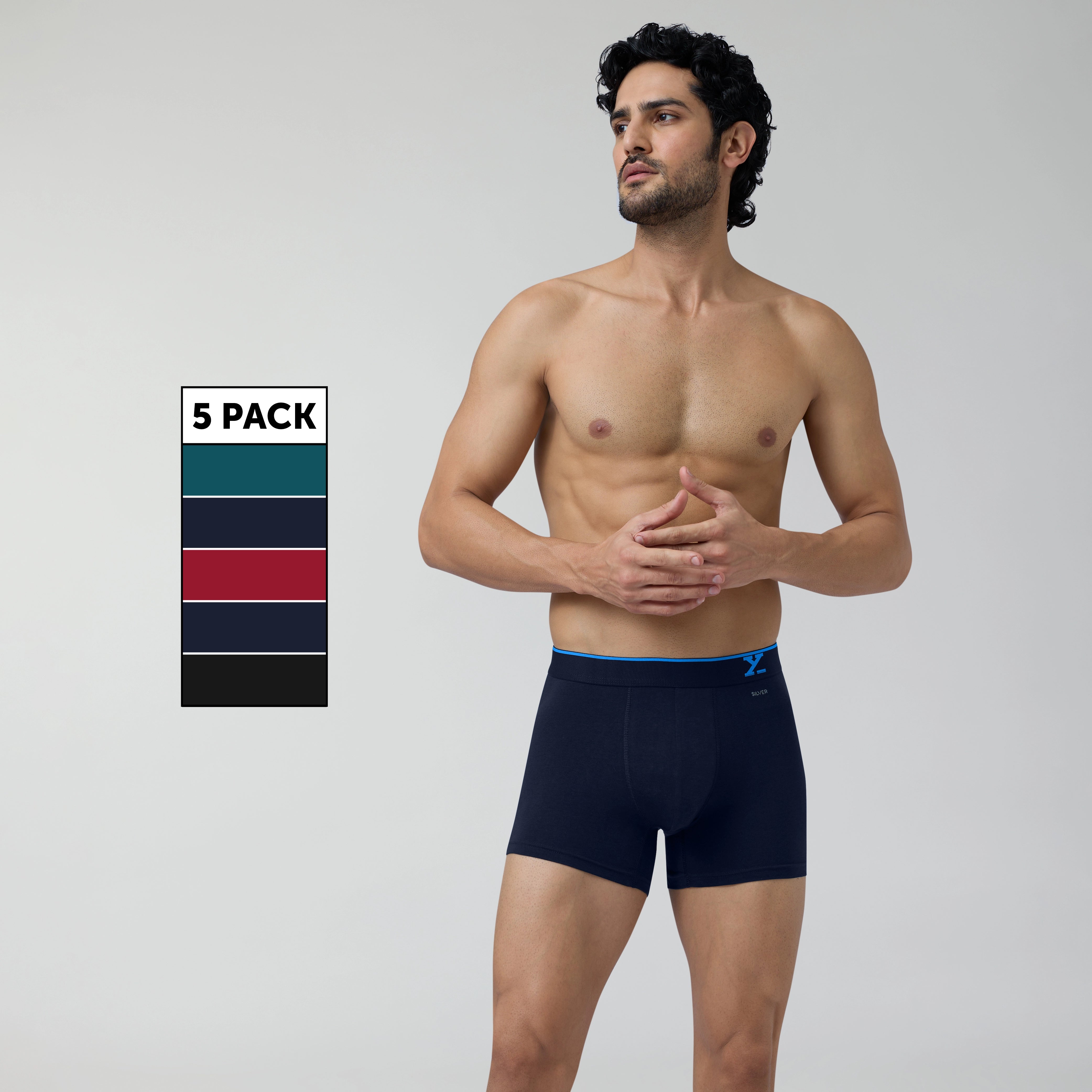 Aero Traq Pace Cotton Trunks Blue Green Black Red (Pack of 5)