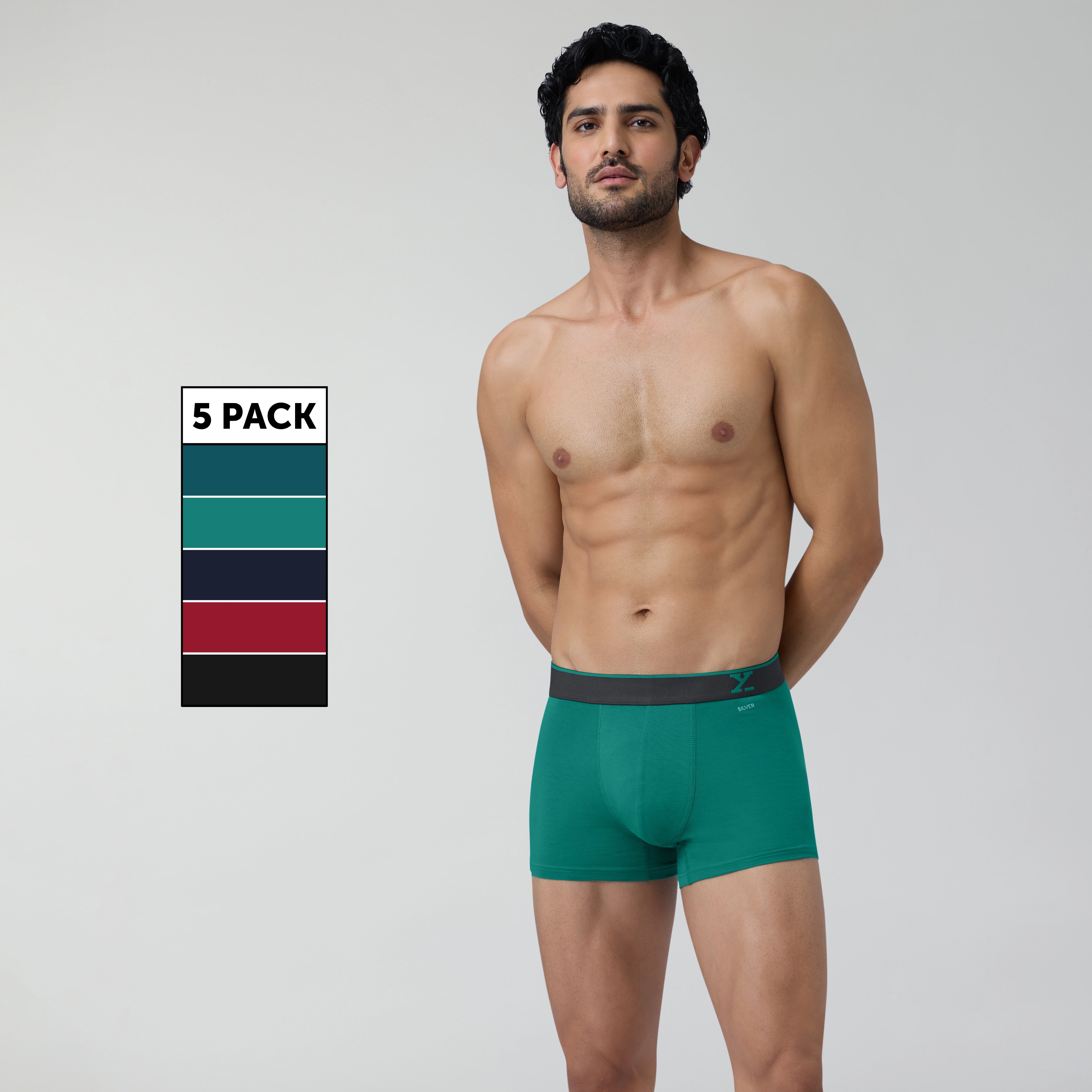 Aero Traq Pace Cotton Trunks Blue Green Red Black (Pack of 5)
