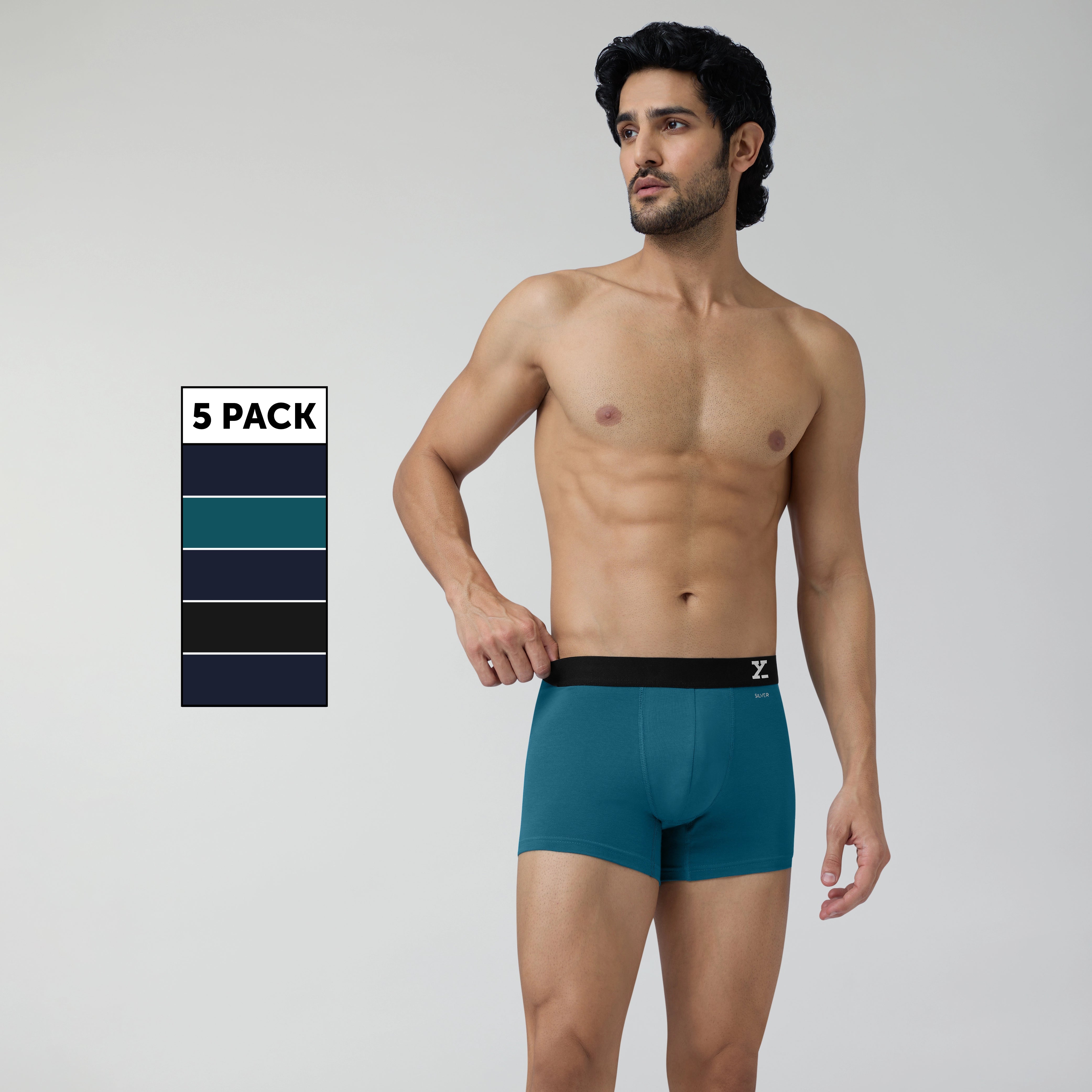 Aero Traq Pace Cotton Trunks Blue Green Black (Pack of 5)