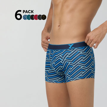 Parallax Aero Traq Cotton Trunks Blue Confetti Black (Pack of 6)