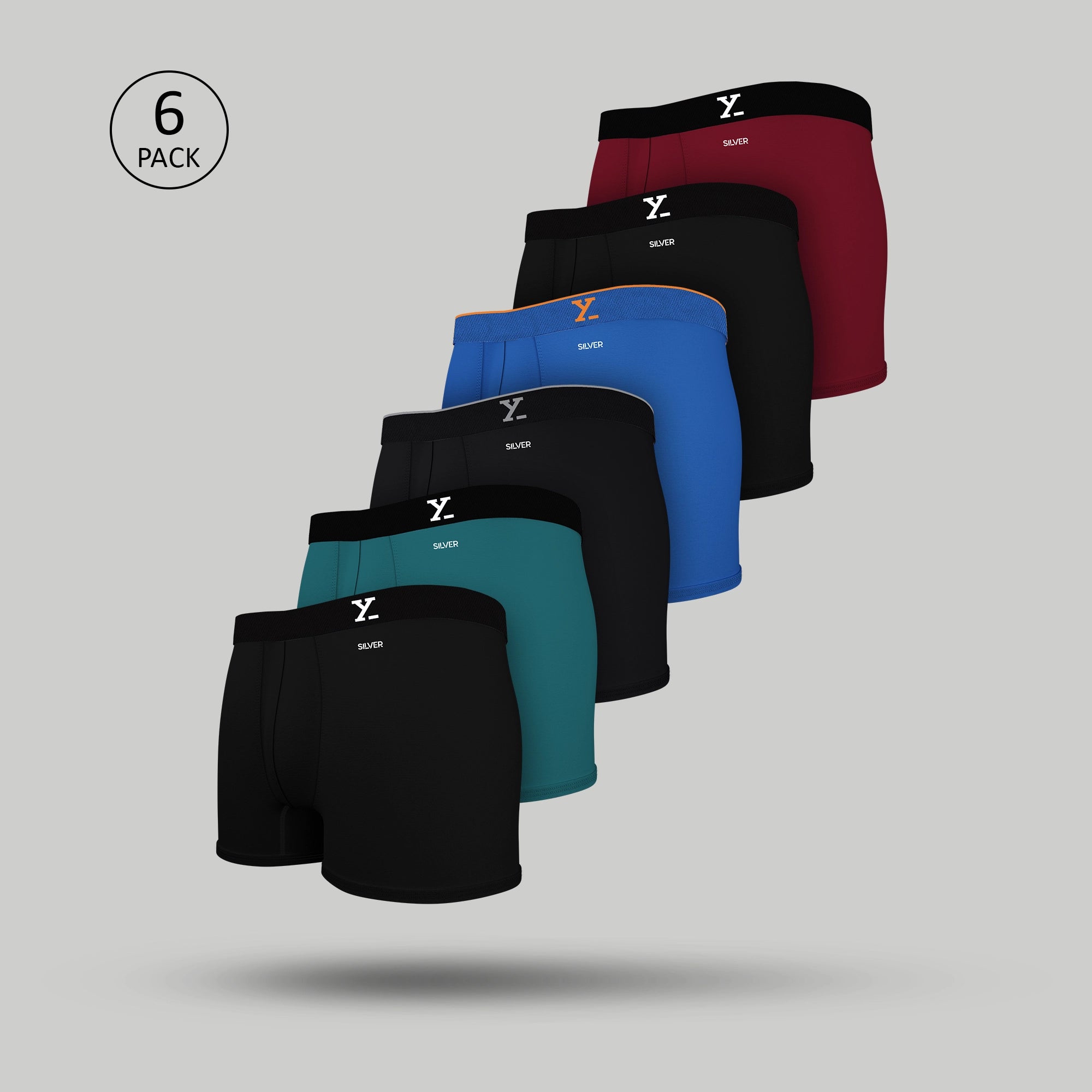 Aero Traq Cotton Trunks Blue Black Green(Pack of 6)