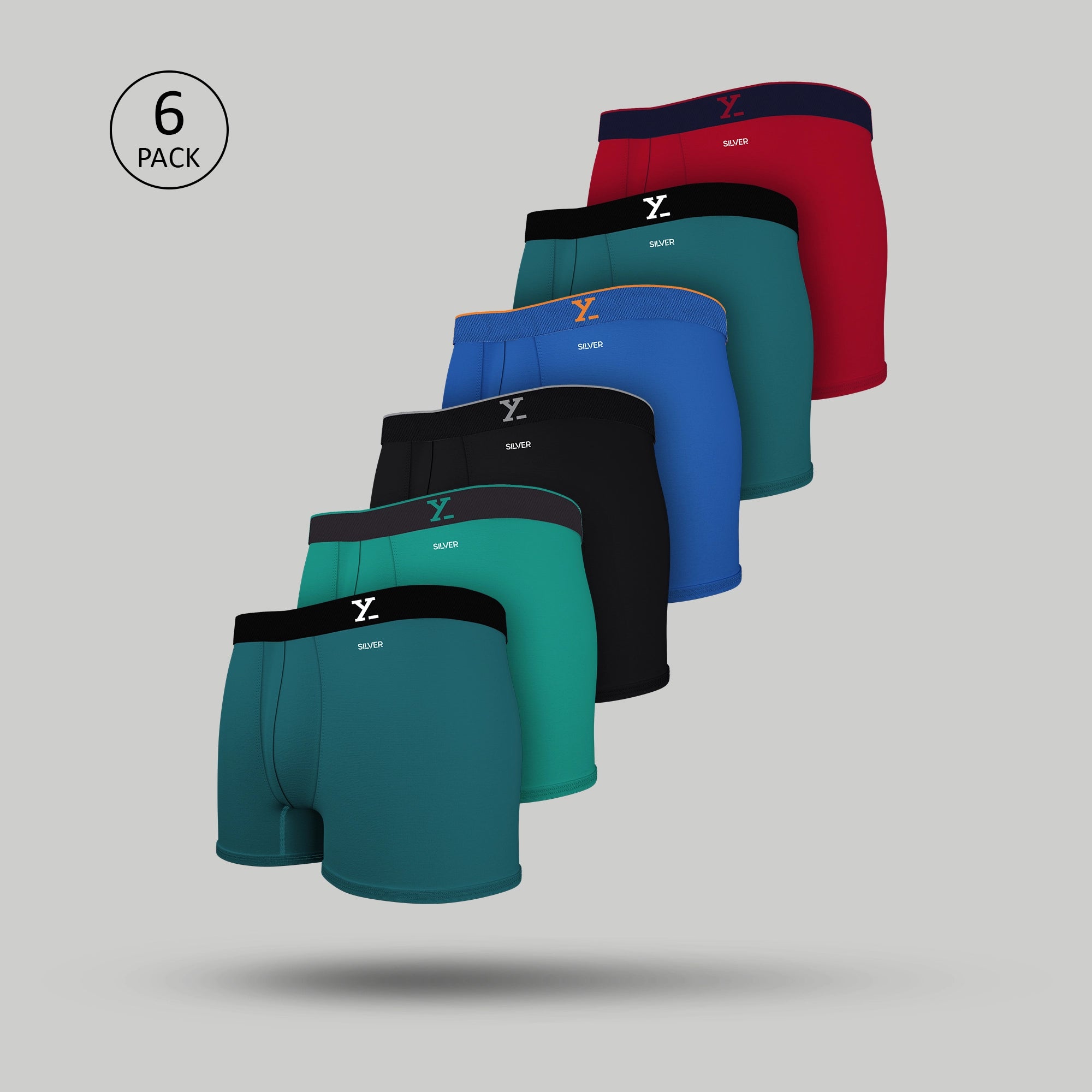 Aero Traq Cotton Trunks Blue Black Green Red(Pack of 6)