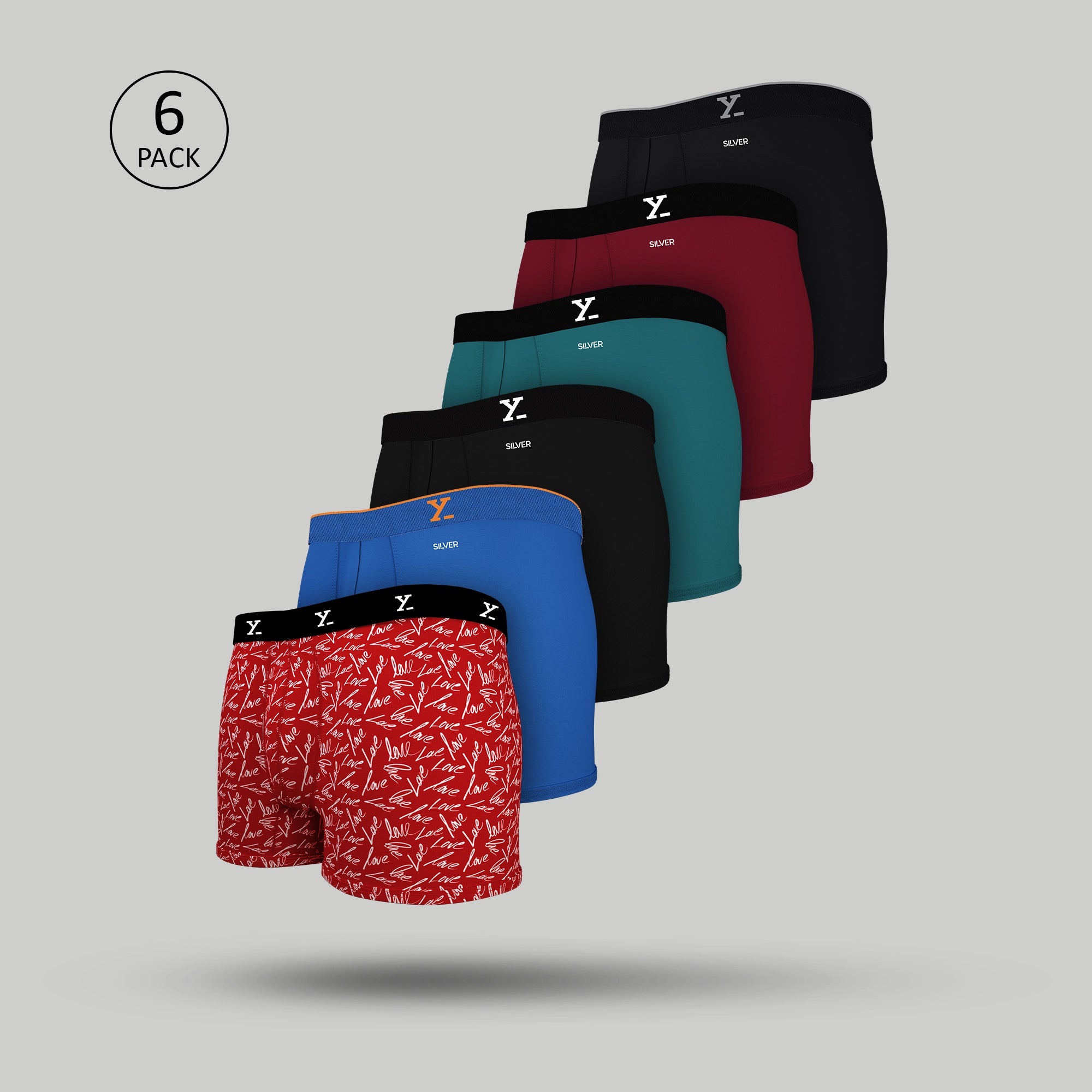 Aero Traq Cotton Trunks Blue Black Lovestruck(Pack of 6)