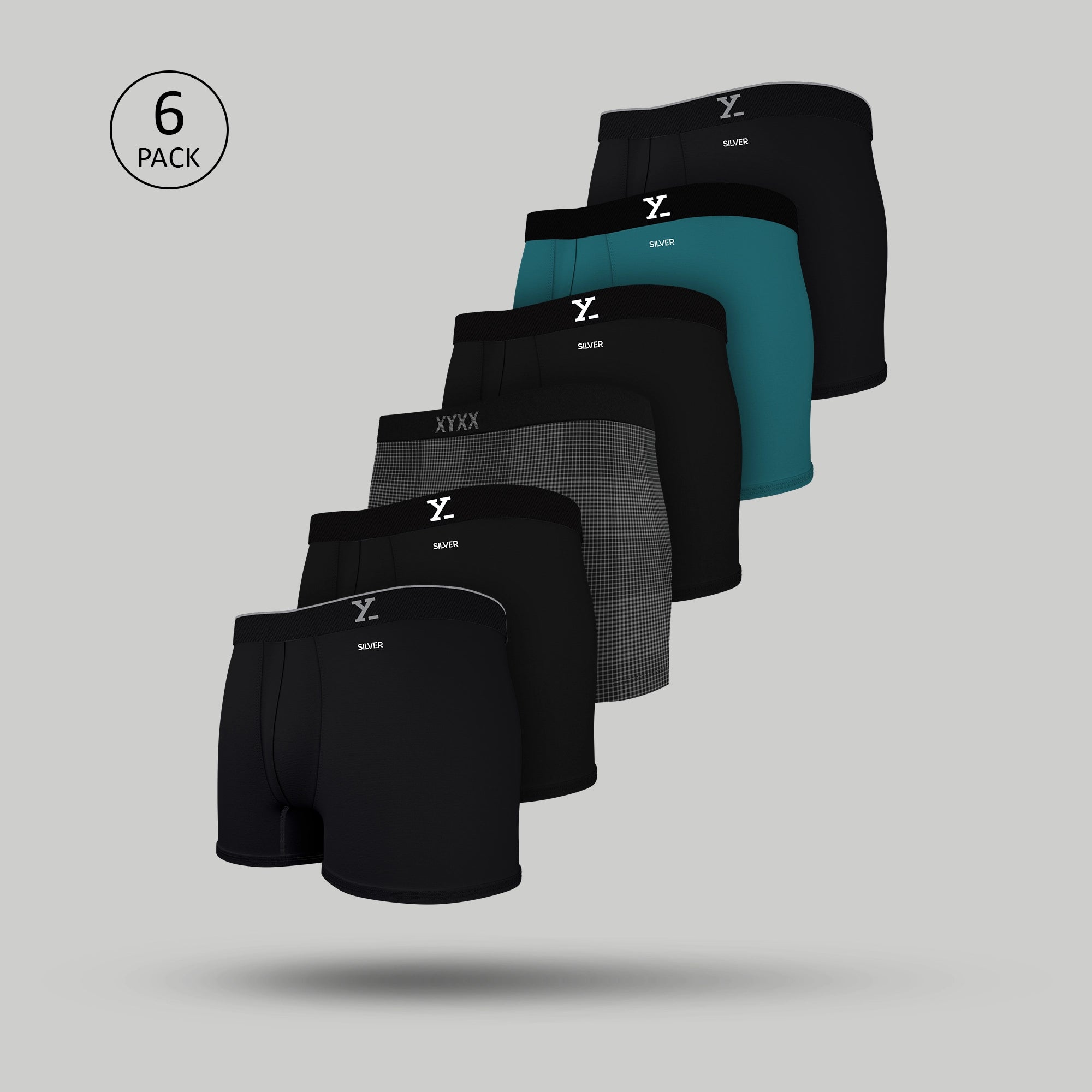 Quad Aero Traq Cotton Trunks Blue (Pack of 6)