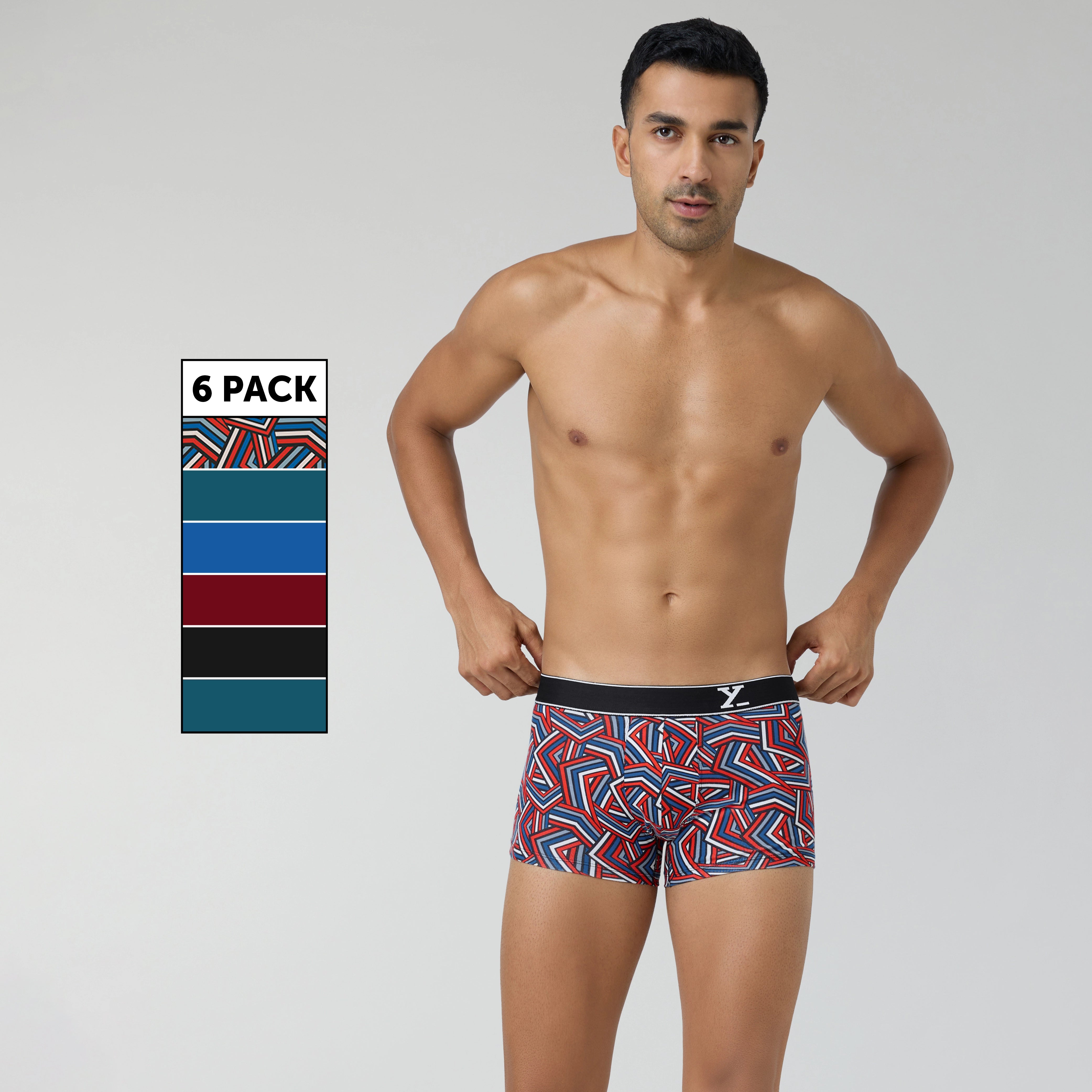 Parallax Aero Traq Cotton Trunks Red Blue Black Green(Pack of 6)