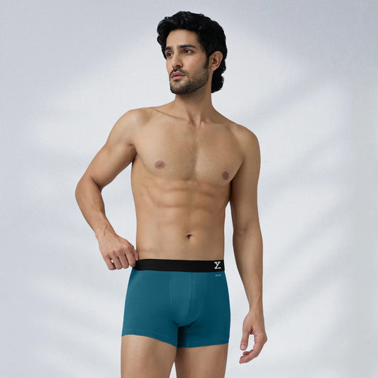 Aero Silver Cotton Trunks Green Emerald