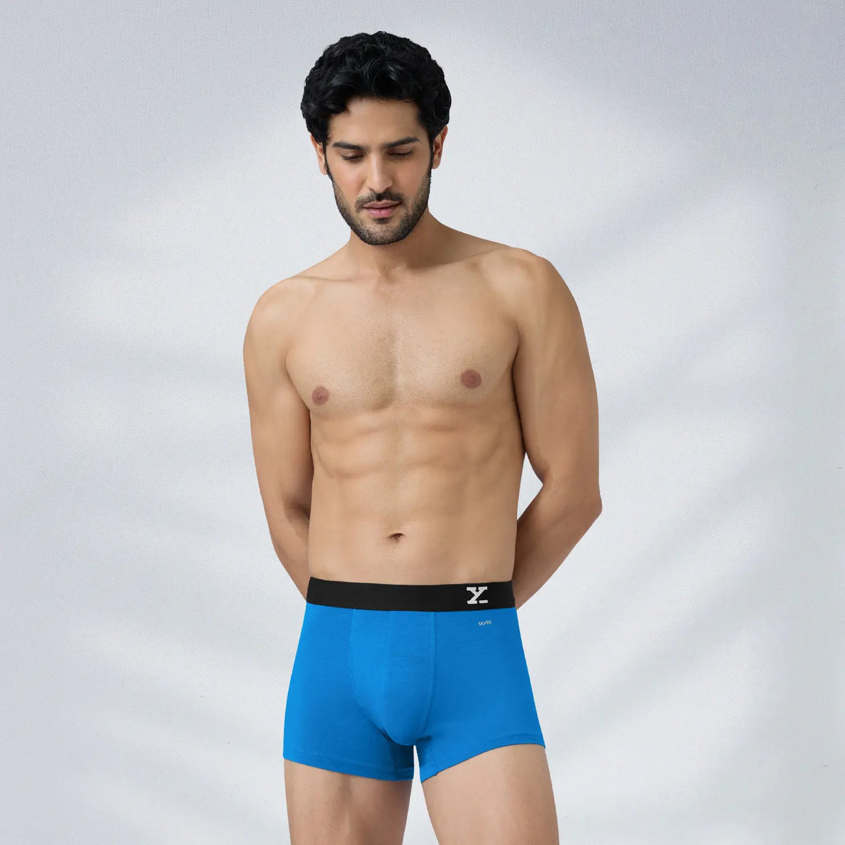 Aero Silver Cotton Trunks Pacific Blue