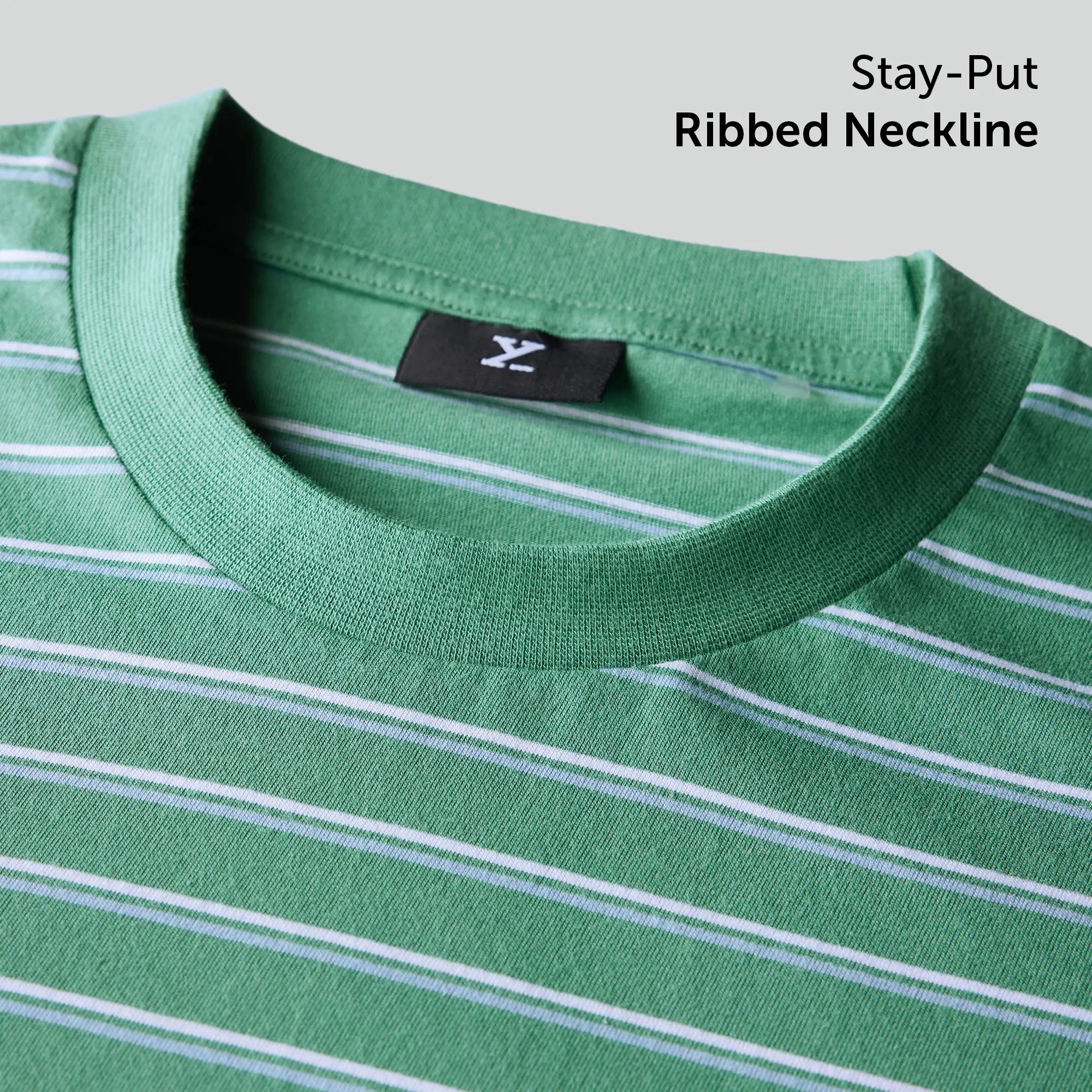 Stripe Cotton Crewneck T-shirt - Irish Green