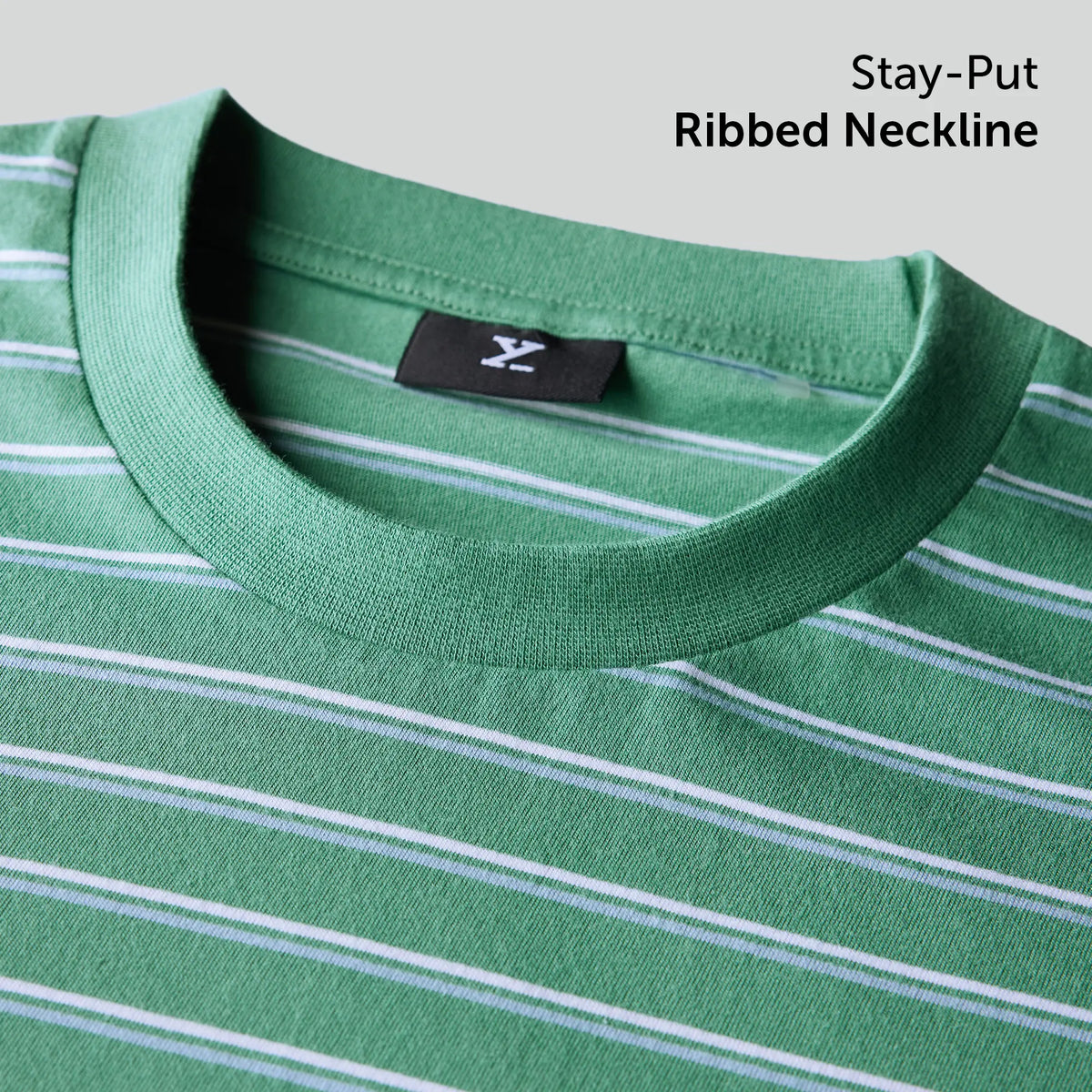 Stripe Cotton Crewneck T-shirt - Irish Green