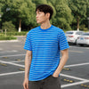 Stripe Cotton Crewneck T-shirt - Pacific Blue