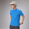Stripe Cotton Crewneck T-shirt - Pacific Blue