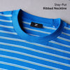 Stripe Cotton Crewneck T-shirt - Pacific Blue