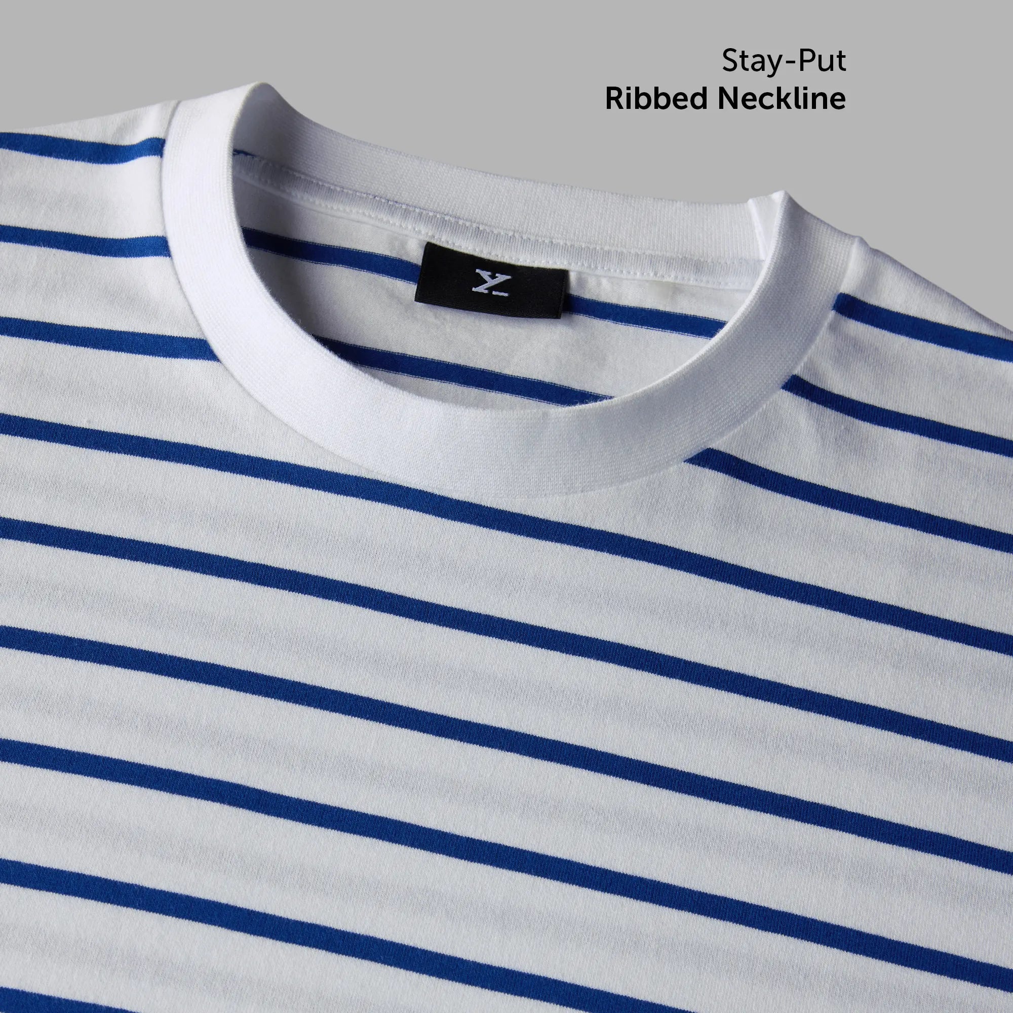 Stripe Cotton Crewneck T-shirt - Polar White