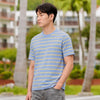 Stripe Cotton Crewneck T-shirt - Powder Blue