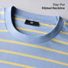 Stripe Cotton Crewneck T-shirt - Powder Blue