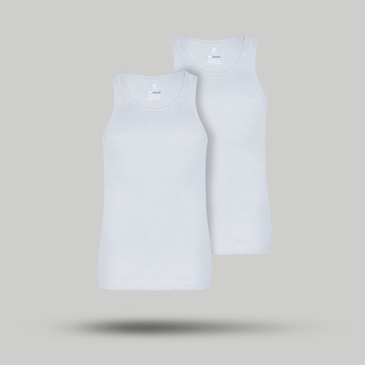 Ace Modal-Cotton Round Neck Vests Polar White Regular Fit (Pack of 2) - XYXX Crew