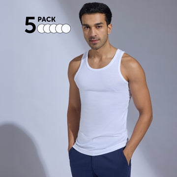 Super-Soft Combed Cotton Vest Polar White (Pack of 5)