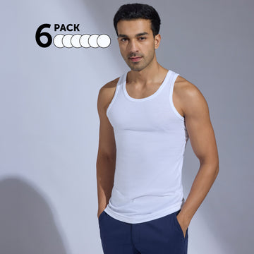 Super-Soft Combed Cotton Vest Polar White (Pack of 6)