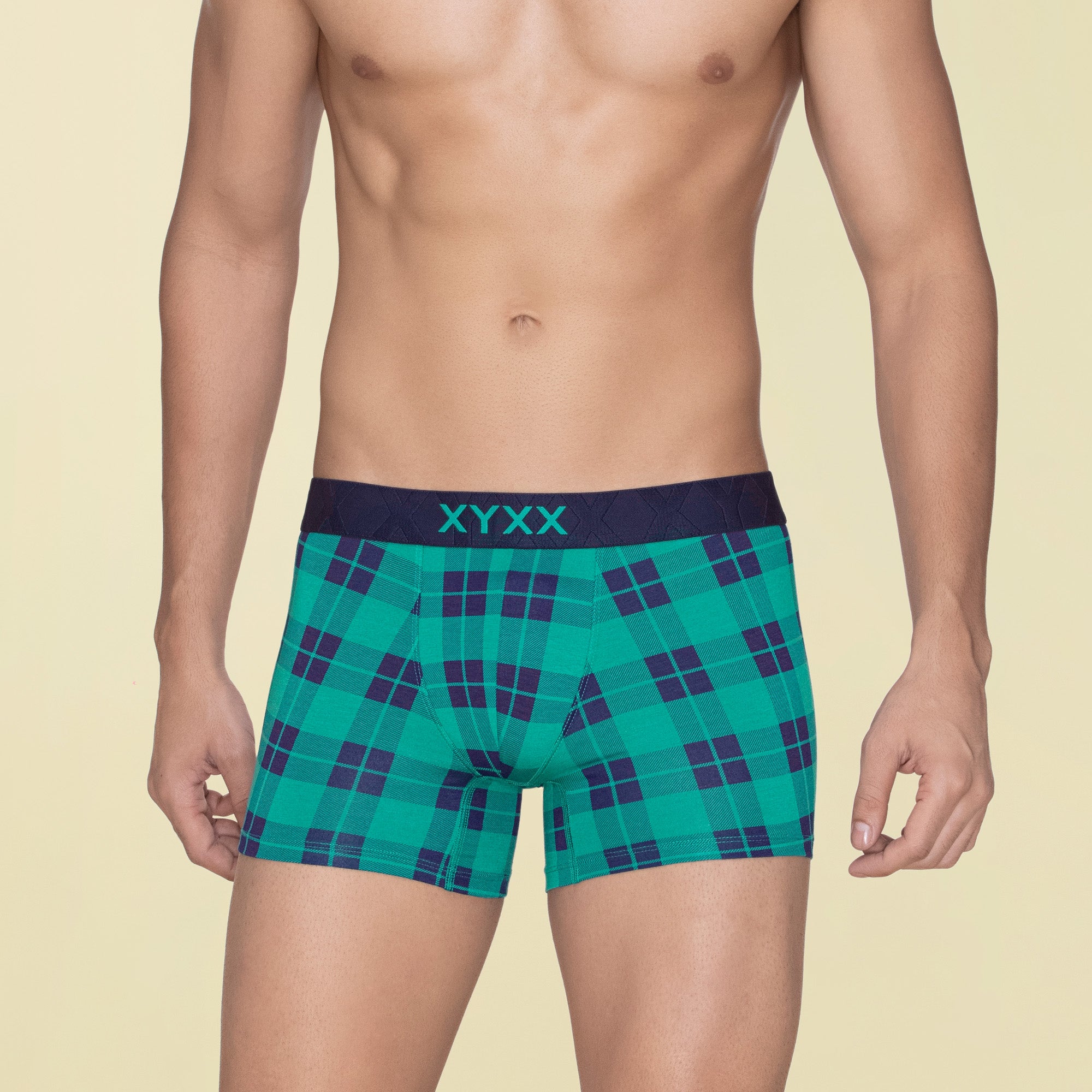 Checkmate Modal-Cotton Trunks For Men Aqua Green -  XYXX Mens Apparels