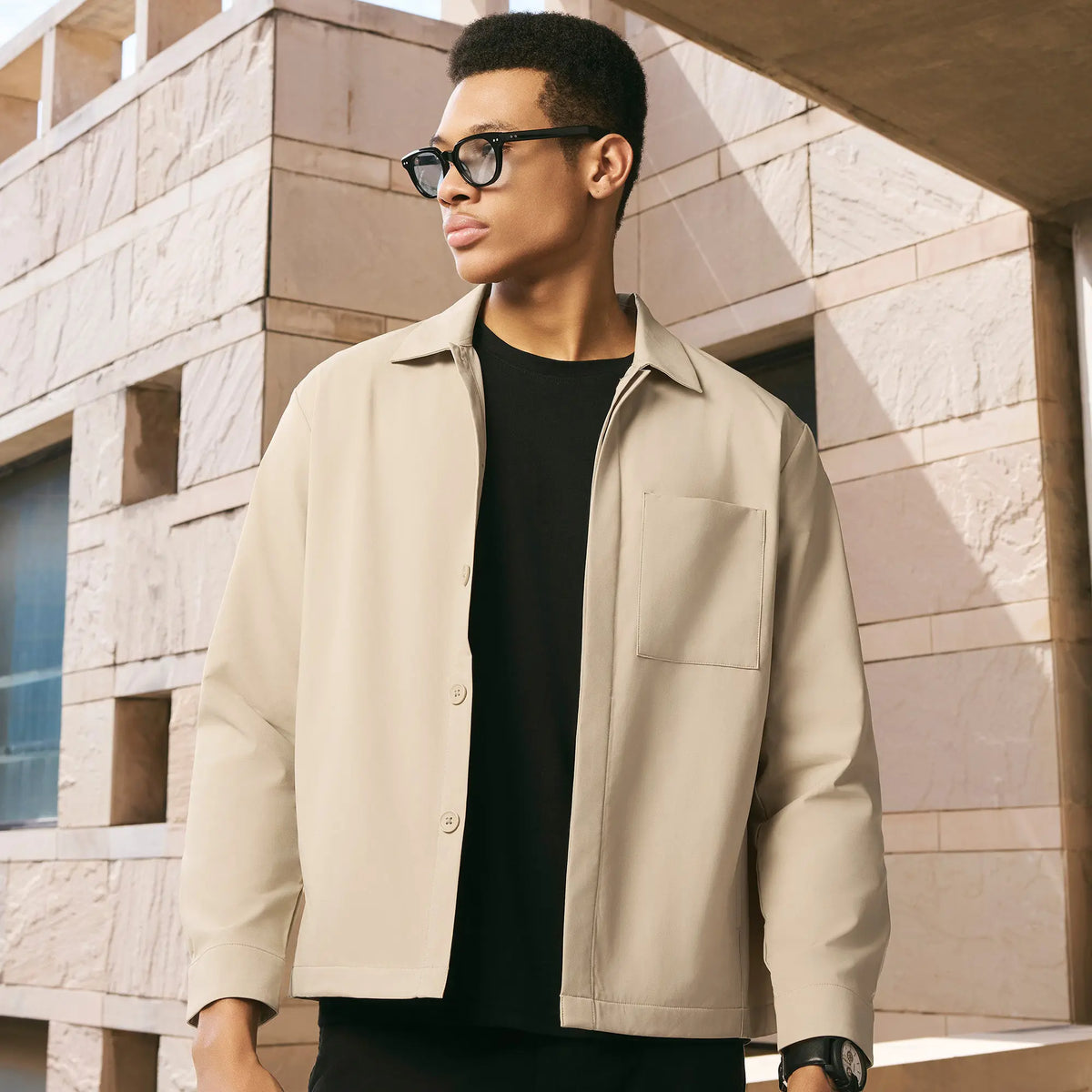 Amp Polyester Shacket Tan Brown - XYXX Crew
