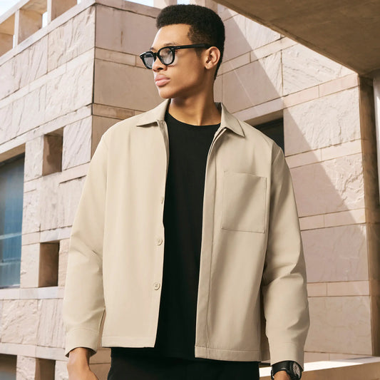 Amp Polyester Shacket Tan Brown - XYXX Crew