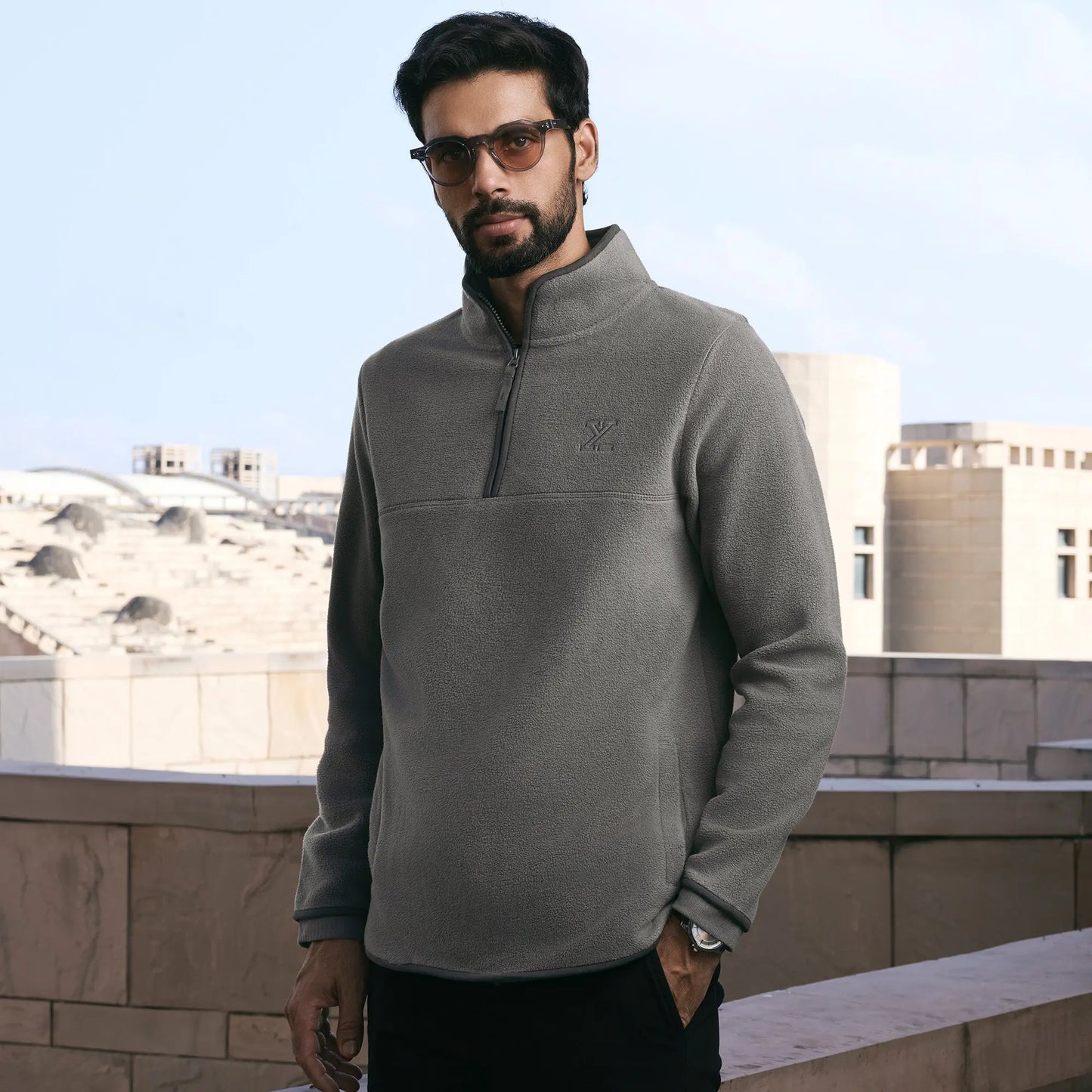Mens Alterra Polar Fleece Jackets Moon Grey - XYXX Crew