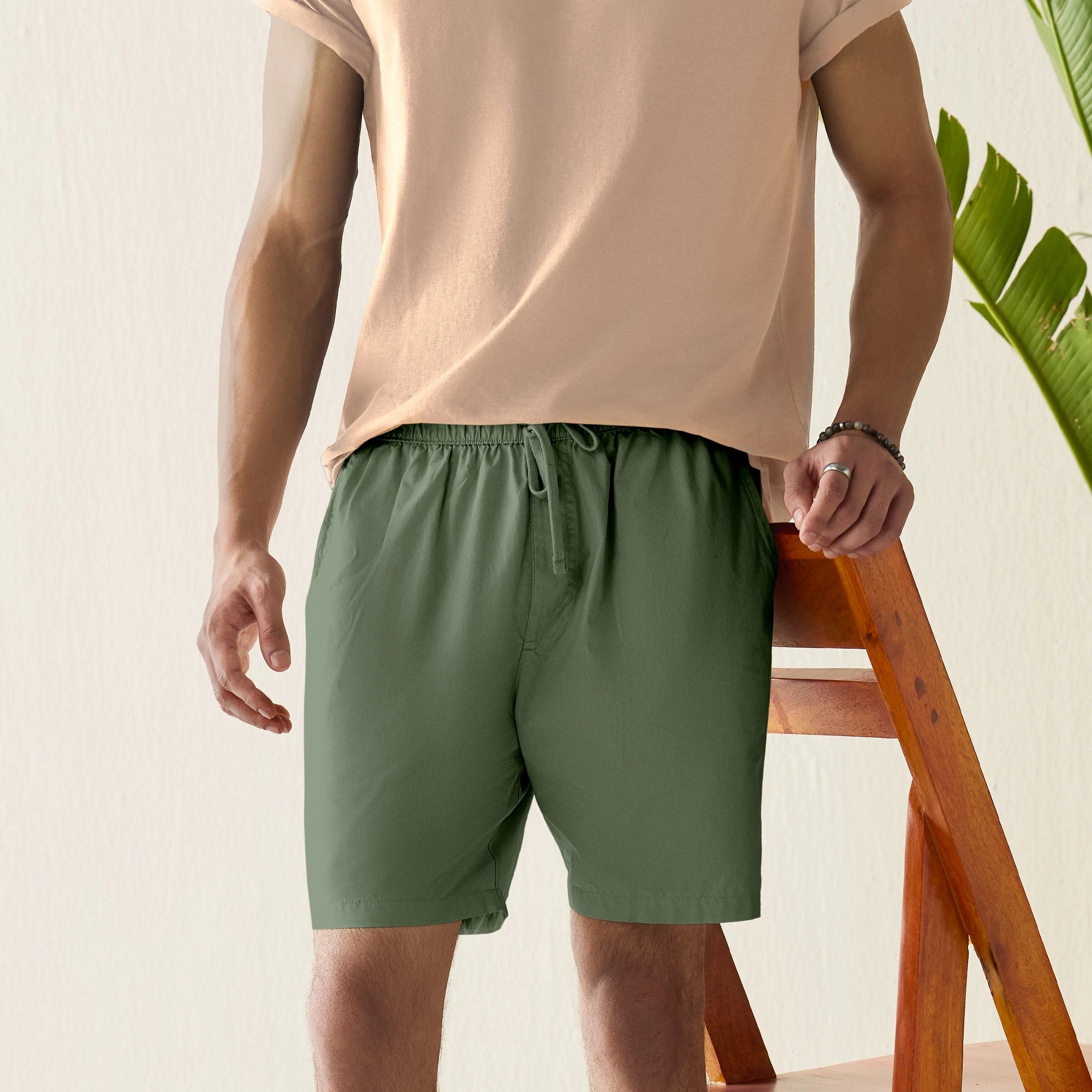 Zen Cotton Easy Shorts Olive Green