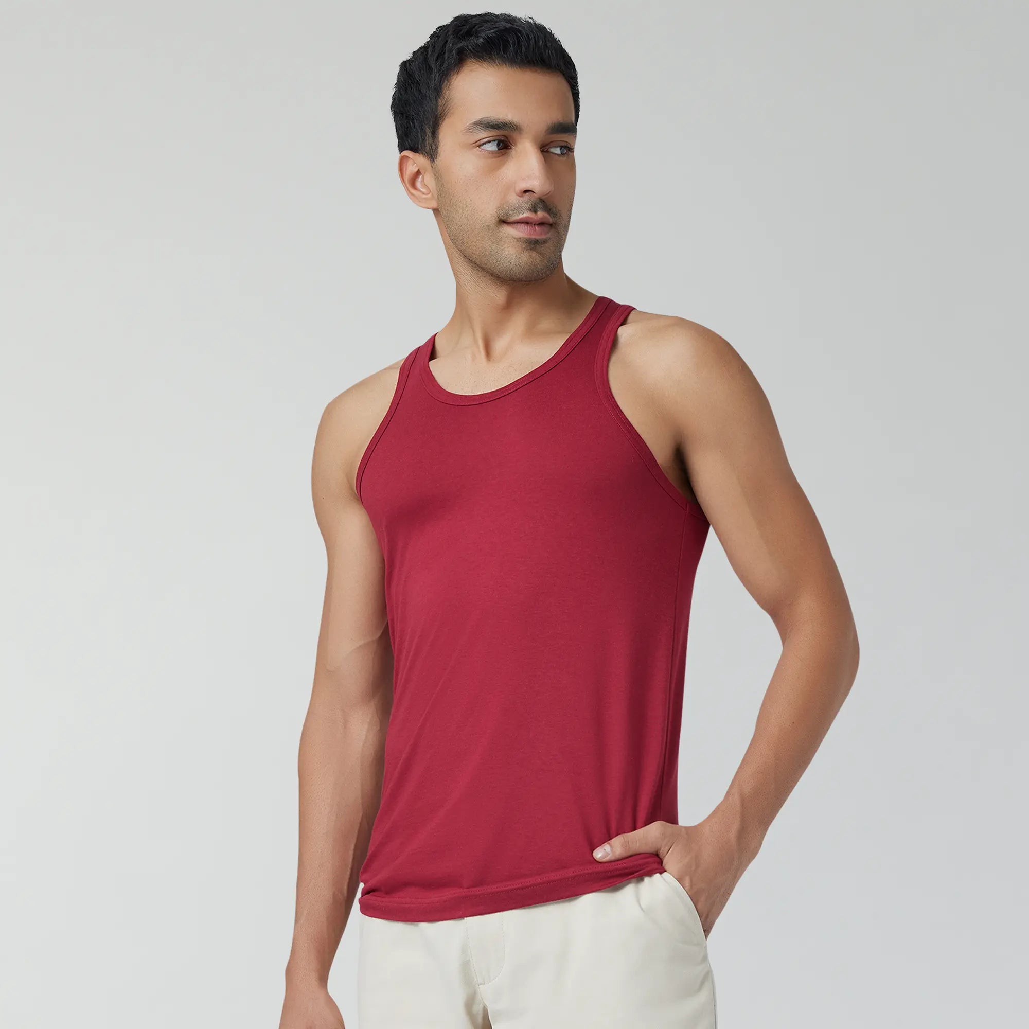 Ace Modal-Cotton Vests For Men Bold Burgundy - XYXX Crew