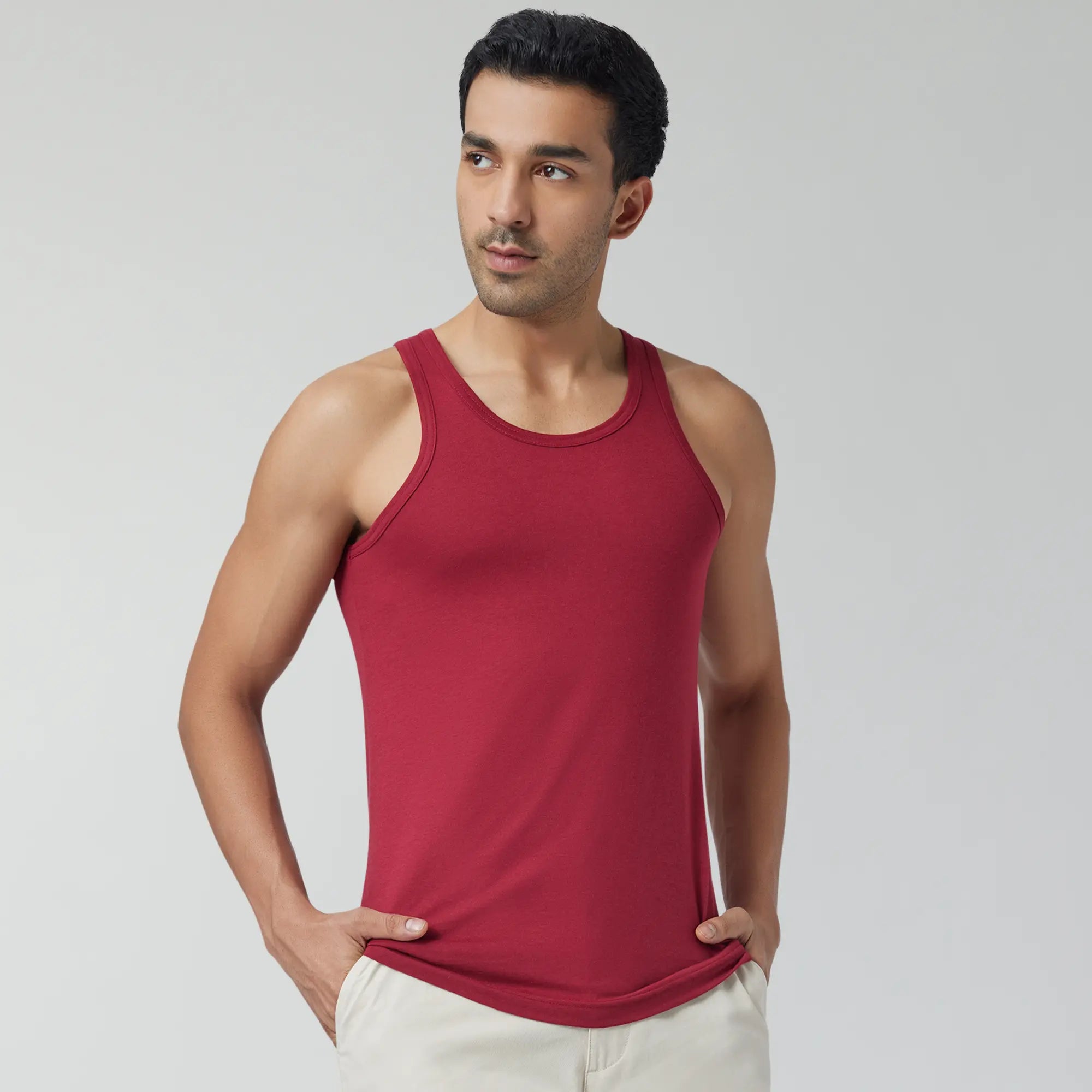 Ace Modal-Cotton Vests For Men Bold Burgundy - XYXX Crew