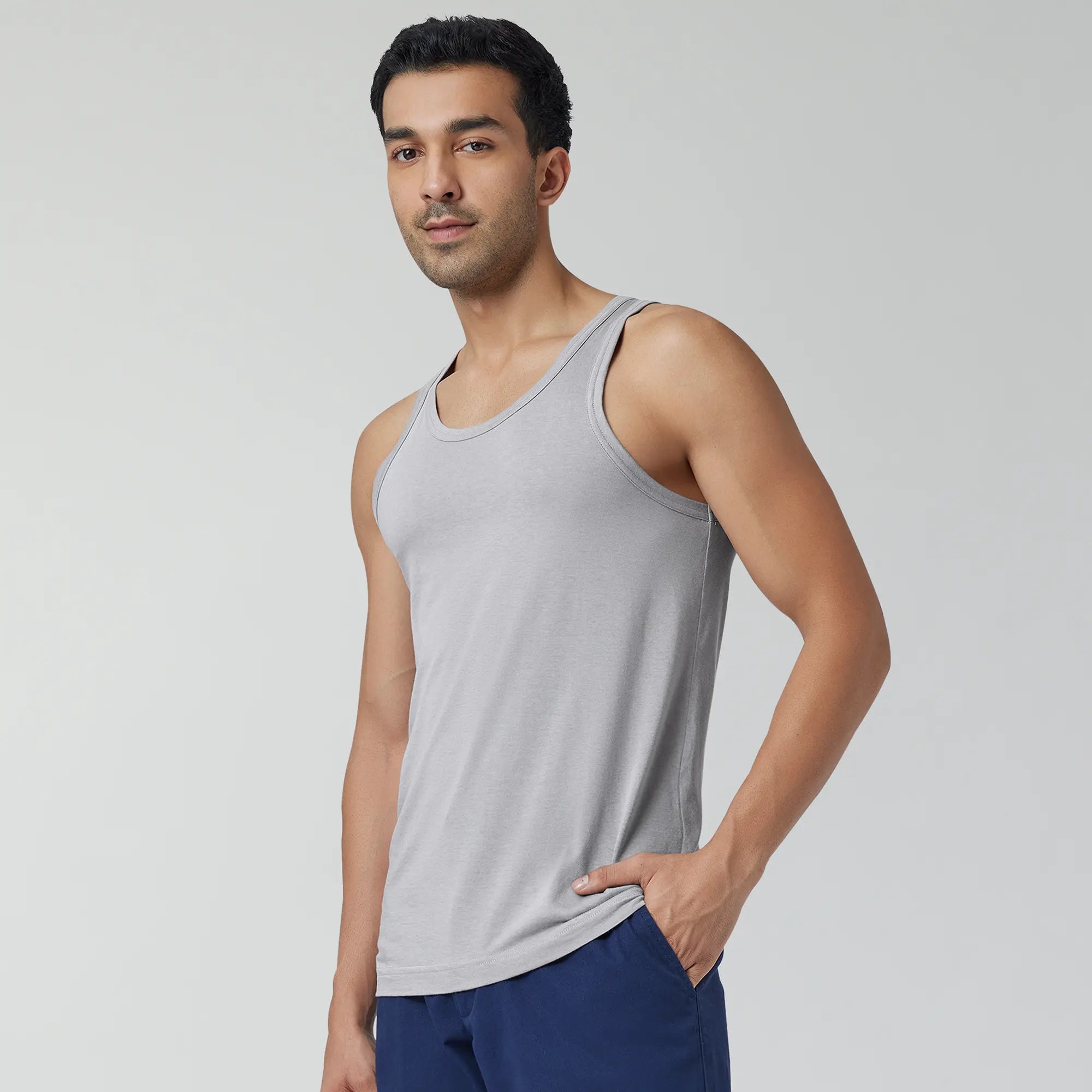 Ace Modal-Cotton Vests For Men Frost Grey - XYXX Crew