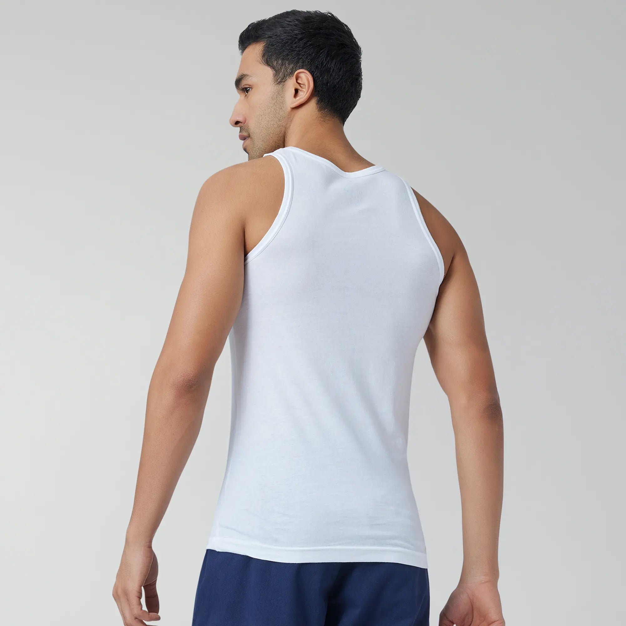 Ace Modal-Cotton Round Neck Vests For Men Polar White Regular Fit - XYXX Crew