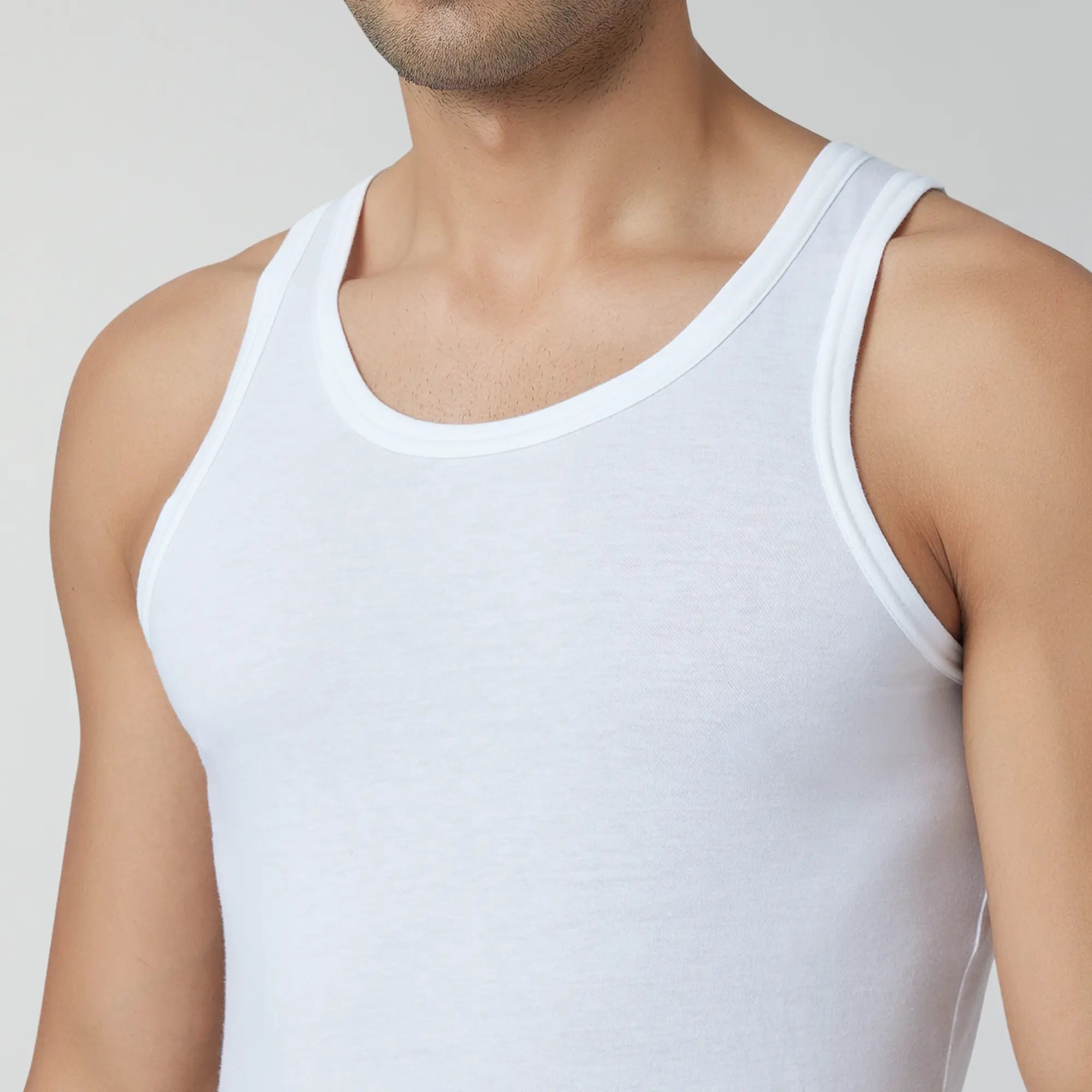 Ace Modal-Cotton Round Neck Vests For Men Polar White Regular Fit - XYXX Crew