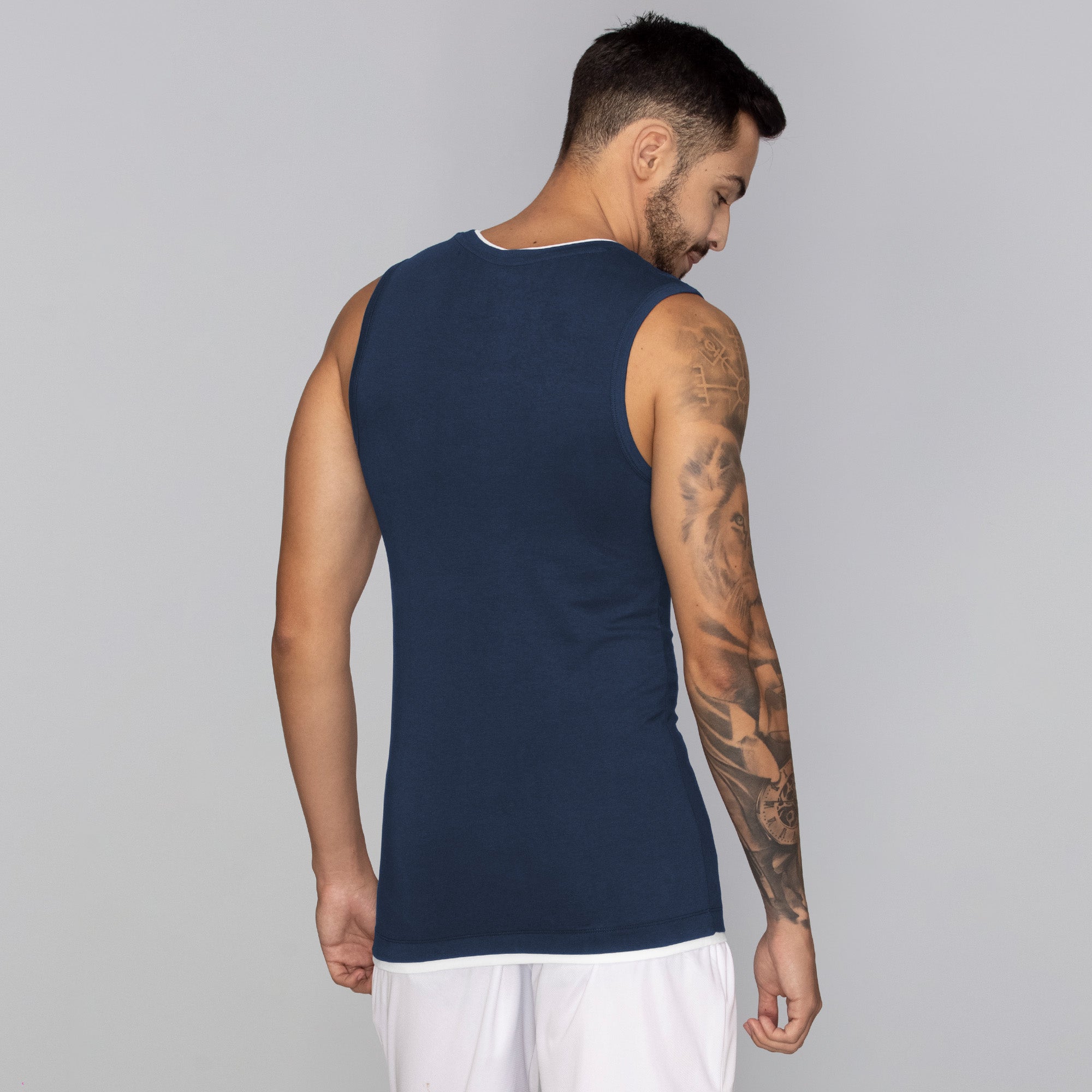 Buy Pack of 2 - Mens Black & Navy Blue Color Gym Vest - 100