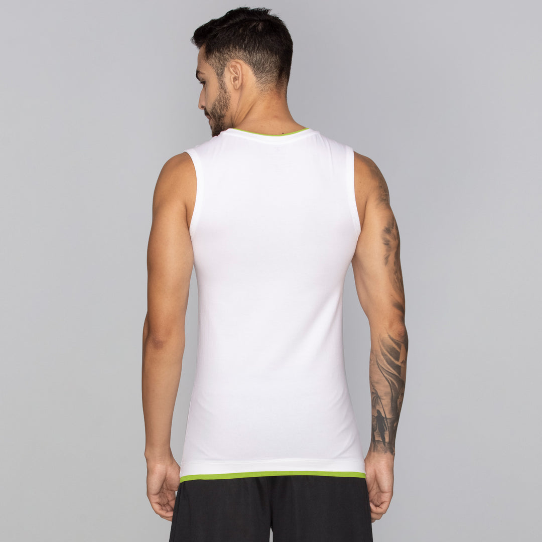 Buy Activo Combed Cotton White Gym Vest Online – XYXX Apparels