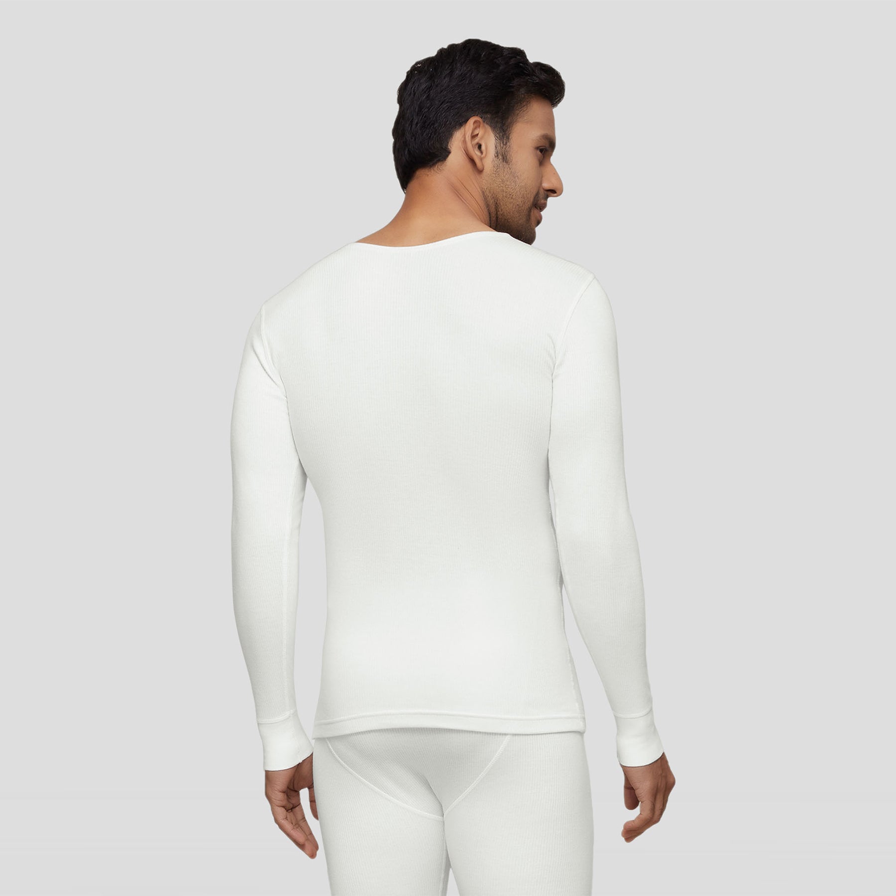 Cotton Rich Thermal Long Sleeve Vest For Men Ivory White - XYXX Crew