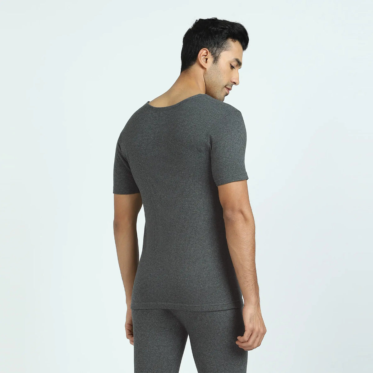 Cotton Rich Thermal Short Sleeve Vest Graphite Grey - XYXX Crew