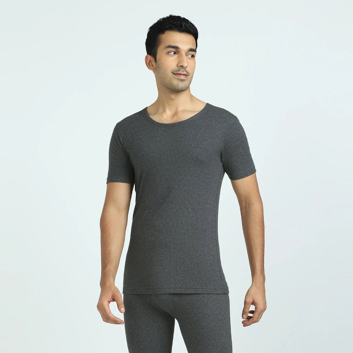 Cotton Rich Thermal Short Sleeve Vest Graphite Grey - XYXX Crew