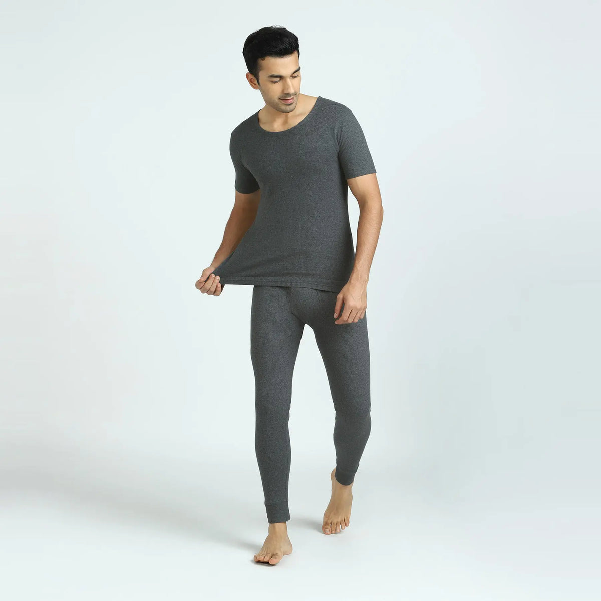 Cotton Rich Thermal Short Sleeve Vest Graphite Grey - XYXX Crew