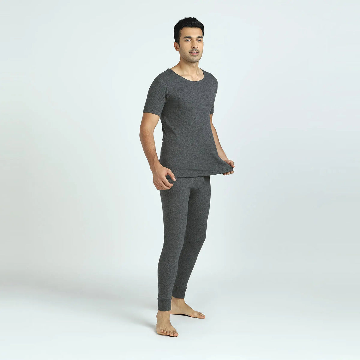 Cotton Rich Thermal Short Sleeve Vest Graphite Grey - XYXX Crew