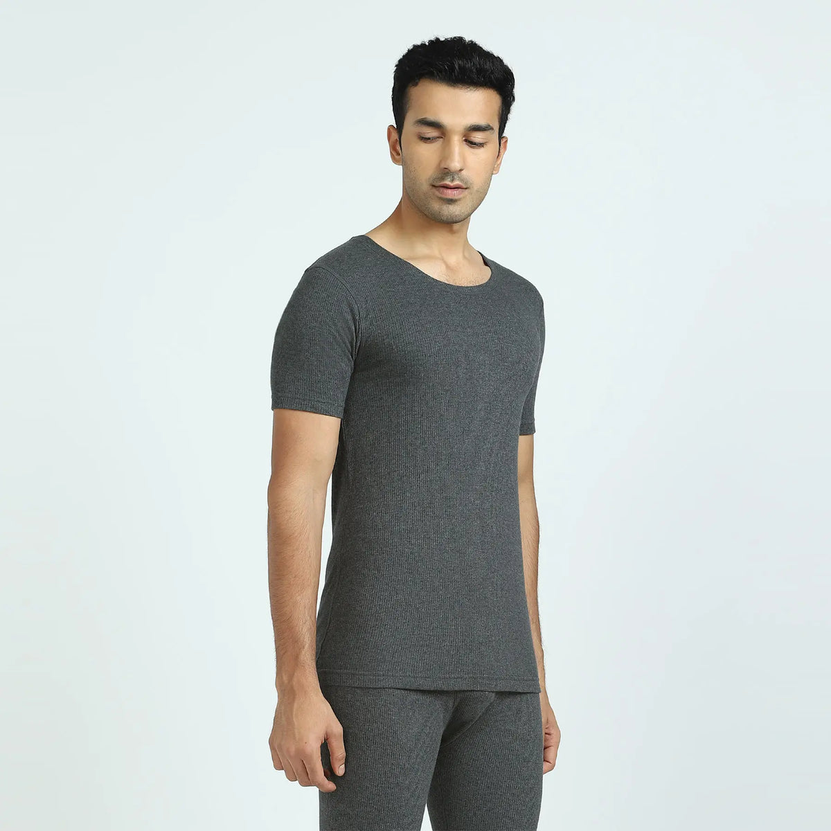 Cotton Rich Thermal Short Sleeve Vest Graphite Grey - XYXX Crew