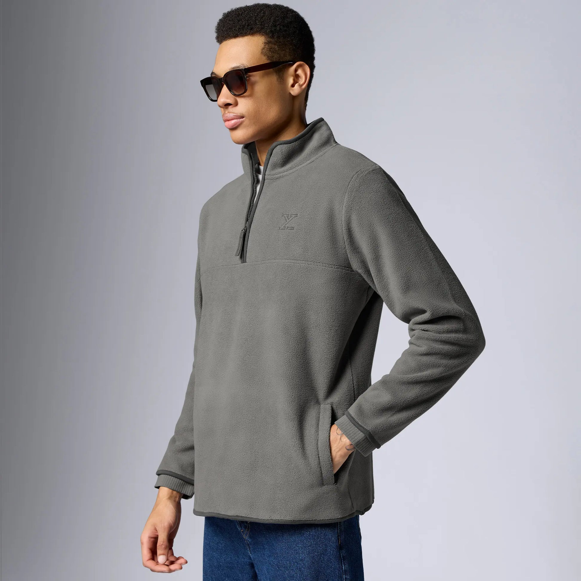 Mens Alterra Polar Fleece Jackets Moon Grey - XYXX Crew