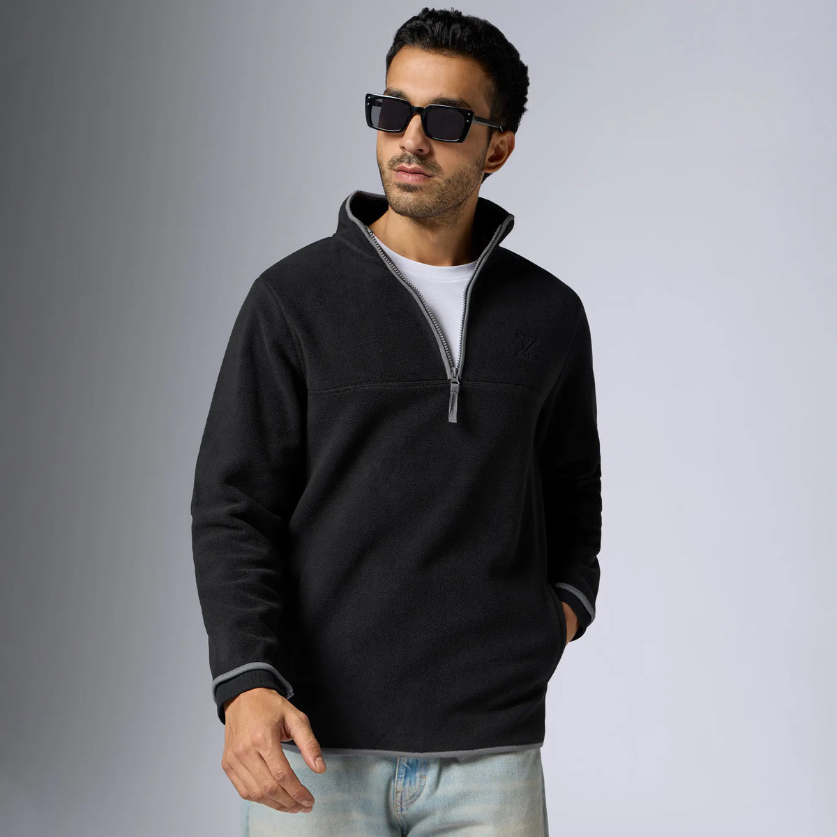 Mens Alterra Polar Fleece Jackets Pitch Black - XYXX Crew