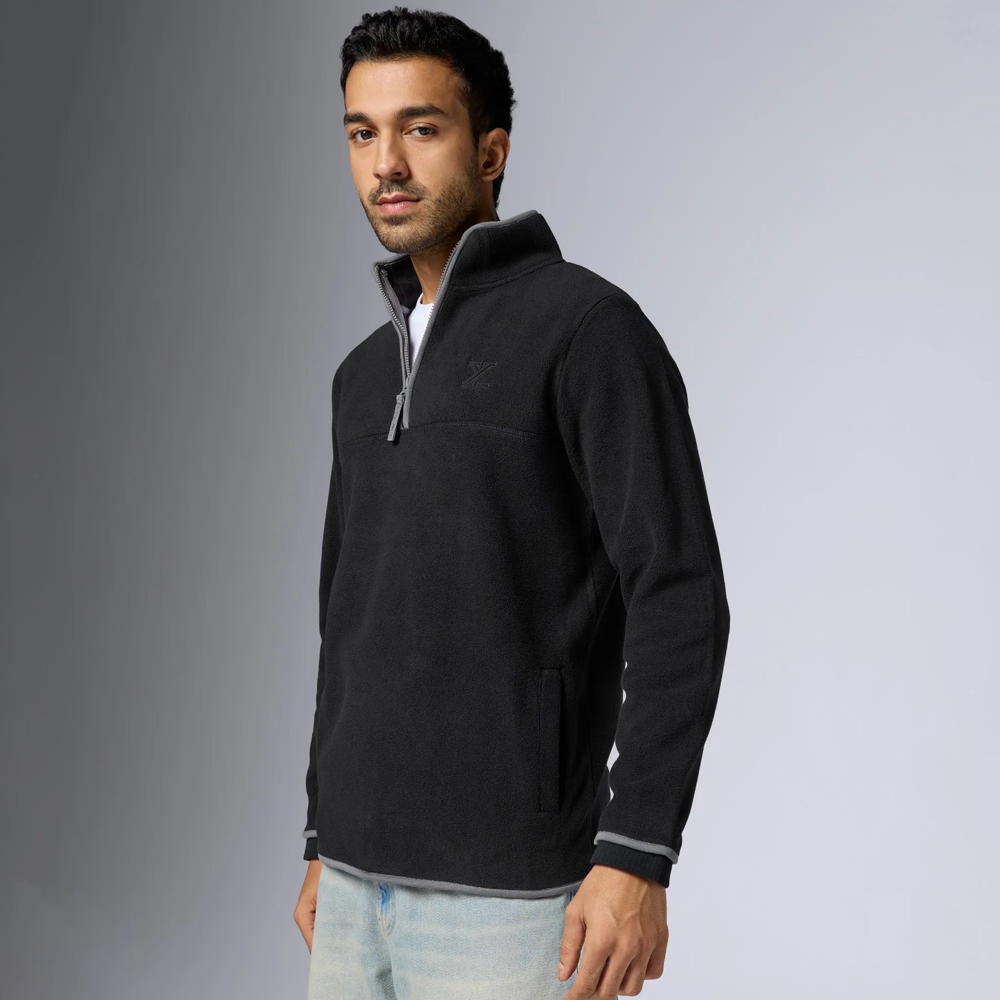 Mens Alterra Polar Fleece Jackets Pitch Black - XYXX Crew