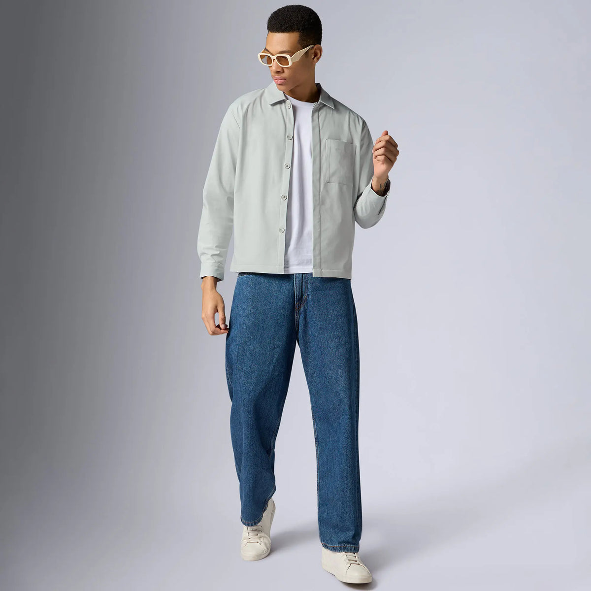 Amp Polyester Shacket Chrome White - XYXX Crew